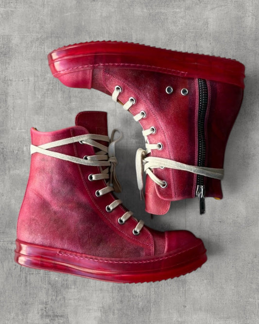 Rick Owens Geobasket Red Translucent Leather