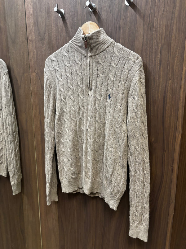 Polo Cable Knit Quarter Zip (M)